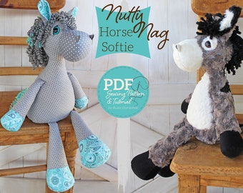 Plush Horse Doll Sewing Pattern and Tutorial Rustic Horseshoe's Orginal Nutty Nag Toy Horse - DIGITAL PDF