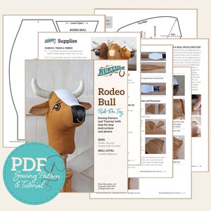 Rodeo Bull Ride-on Toy Stick Horse Sewing Pattern and Tutorial Includes Two Sizes DIGITAL PDF image 4
