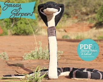 Sassy Serpent Snake Soft Toy Sewing Pattern and Tutorial Stuffed Animal - DIGITAL PDF
