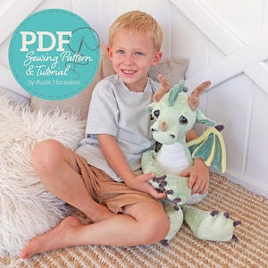 Debonair Dragon Pudgy Plushie Soft Toy Sewing Pattern and Tutorial DIGITAL PDF