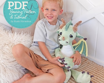 Debonair Dragon Pudgy Plushie Soft Toy Sewing Pattern and Tutorial DIGITAL PDF