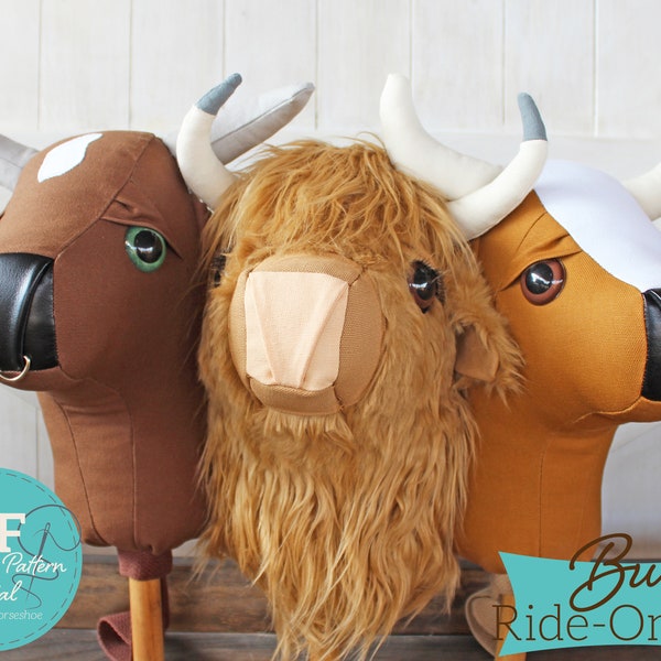 Rodeo Bull Ride-on Toy Stick Horse Sewing Pattern and Tutorial Includes Two Sizes - DIGITAL PDF