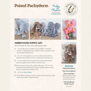 Poised Pachyderm Elephant Pudgy Plushie Sewing Pattern and Tutorial Stuffed Animal Toy DIGITAL PDF image 2