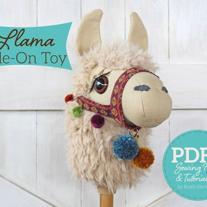 Llama Ride-on Toy Stick Horse Sewing Pattern and Tutorial Includes Two Sizes DIGITAL PDF image 1