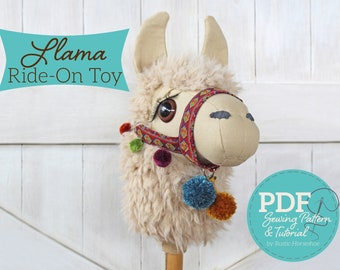 Llama Ride-on Toy Stick Horse Sewing Pattern and Tutorial Includes Two Sizes - DIGITAL PDF