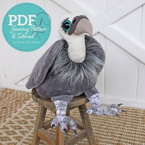 Mönster och handledning för mjukisdjuret Valiant Vulture Pudgy Plumes - Digital PDF