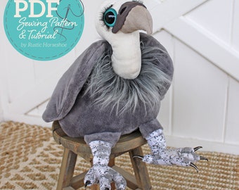 Valiant Vulture Pudgy Plumes Soft Toy Sewing Pattern and Tutorial - DIGITAL PDF