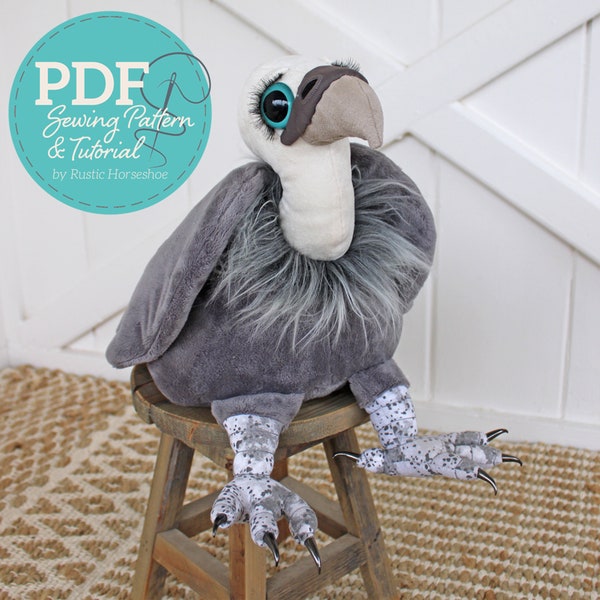 Valiant Vulture Pudgy Plumes Soft Toy Sewing Pattern and Tutorial - DIGITAL PDF