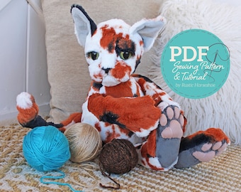 Charismatic Cat Pudgy Plushie Soft Toy Sewing Pattern and Tutorial DIGITAL PDF