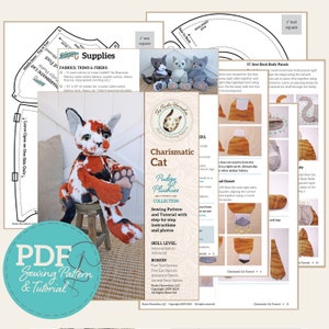 Charismatic Cat Pudgy Plushie Soft Toy Sewing Pattern and Tutorial DIGITAL PDF image 2