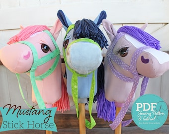 Mustang Stick Horse Sewing Pattern and Tutorial  Hobby Horse Pattern with Unicorn - DIGITAL PDF