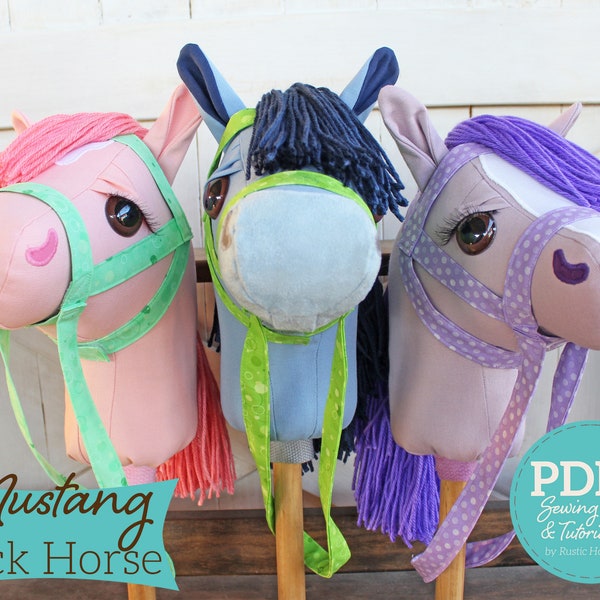 Mustang Stick Horse Sewing Pattern and Tutorial  Hobby Horse Pattern with Unicorn - DIGITAL PDF