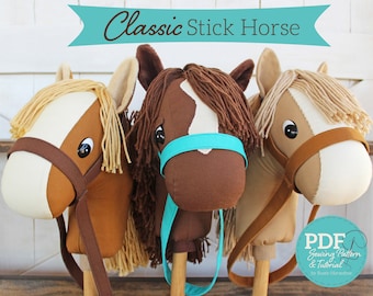 Stick Horse Sewing Pattern – Includes Donkey & Unicorn (Digital PDF)