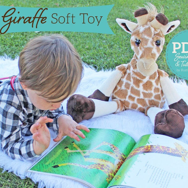 Plush Giraffe Doll Sewing Pattern and Tutorial Rustic Horseshoe's Original Lounging Leafer Stuffed Animal Toy - DIGITAL PDF