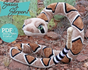 Sassy Serpent Snake Soft Toy Sewing Pattern and Tutorial Stuffed Animal - DIGITAL PDF