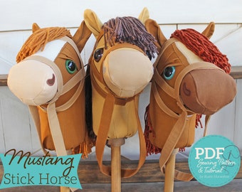 Mustang Stick Horse Sewing Pattern and Tutorial  Hobby Horse Pattern with Unicorn - DIGITAL PDF