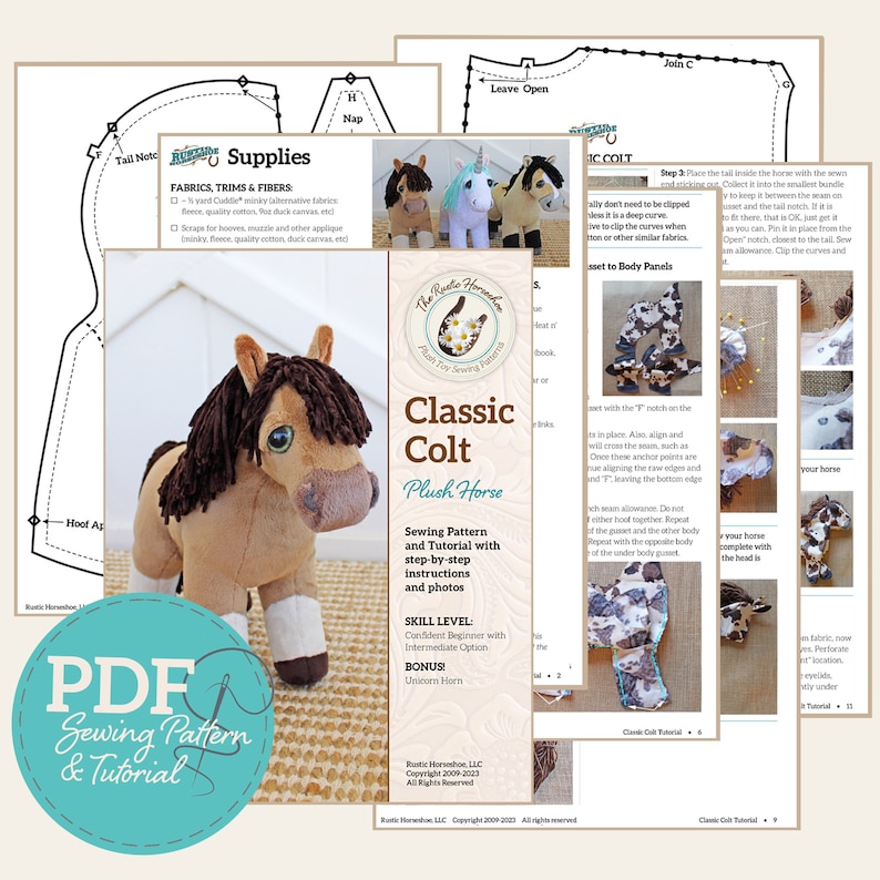 Classic Colt Plush Horse and Unicorn Doll Sewing Pattern and Tutorial DIGITAL PDF image 2