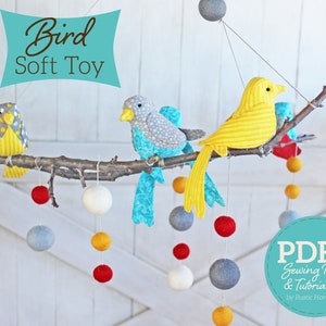 Marbler Bird Soft Toy and Decor Sewing Pattern and Tutorial DIGITAL PDF image 1