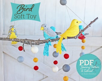 Marbler Bird Soft Toy and Decor Sewing Pattern and Tutorial - DIGITAL PDF