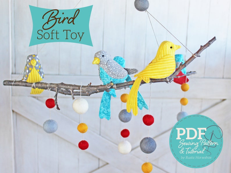 Marbler Bird Soft Toy and Decor Sewing Pattern and Tutorial DIGITAL PDF image 1