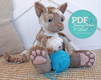 Charismatic Cat Pudgy Plushie Soft Toy Sewing Pattern and Tutorial DIGITAL PDF