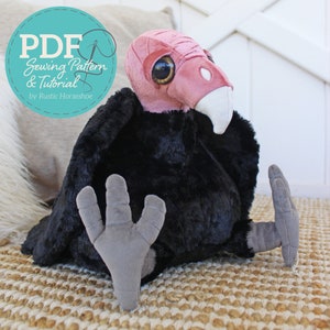 Mönster och handledning för mjukisdjuret Valiant Vulture Pudgy Plumes - Digital PDF