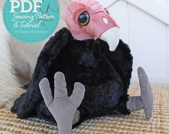 Valiant Vulture Pudgy Plumes Soft Toy Sewing Pattern and Tutorial - DIGITAL PDF