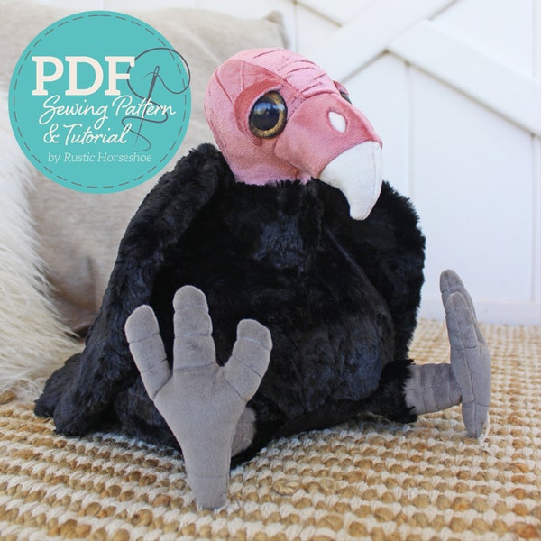 Valiant Vulture Pudgy Plumes Soft Toy Sewing Pattern and Tutorial - DIGITAL PDF