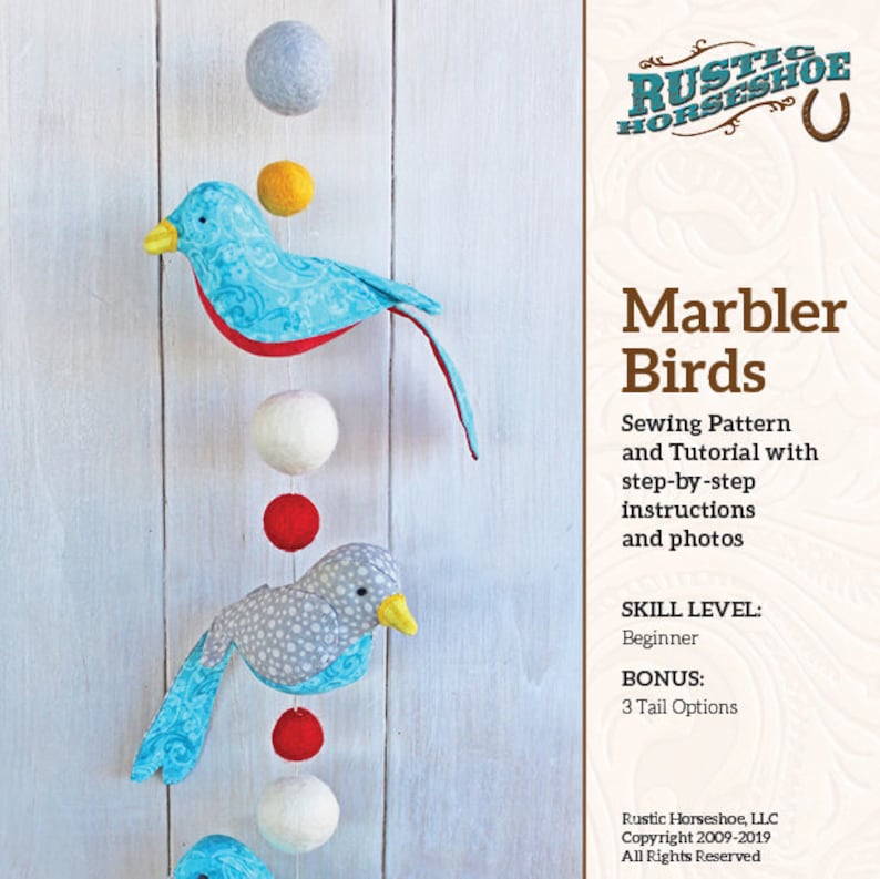 Marbler Bird Soft Toy and Decor Sewing Pattern and Tutorial DIGITAL PDF image 3