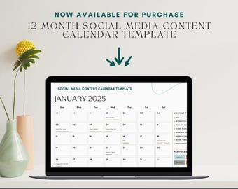 Calendario de contenido de redes sociales 2025 / Planificador de redes sociales B2B editable e imprimible