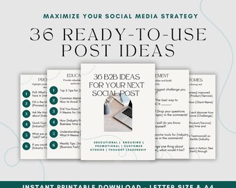 36 ideas de publicaciones en blogs y redes sociales B2B con plantillas Canva para emprendedores