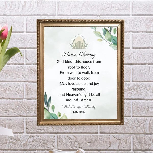 Personalized House Blessing Wall Art: New Homeowner Gift