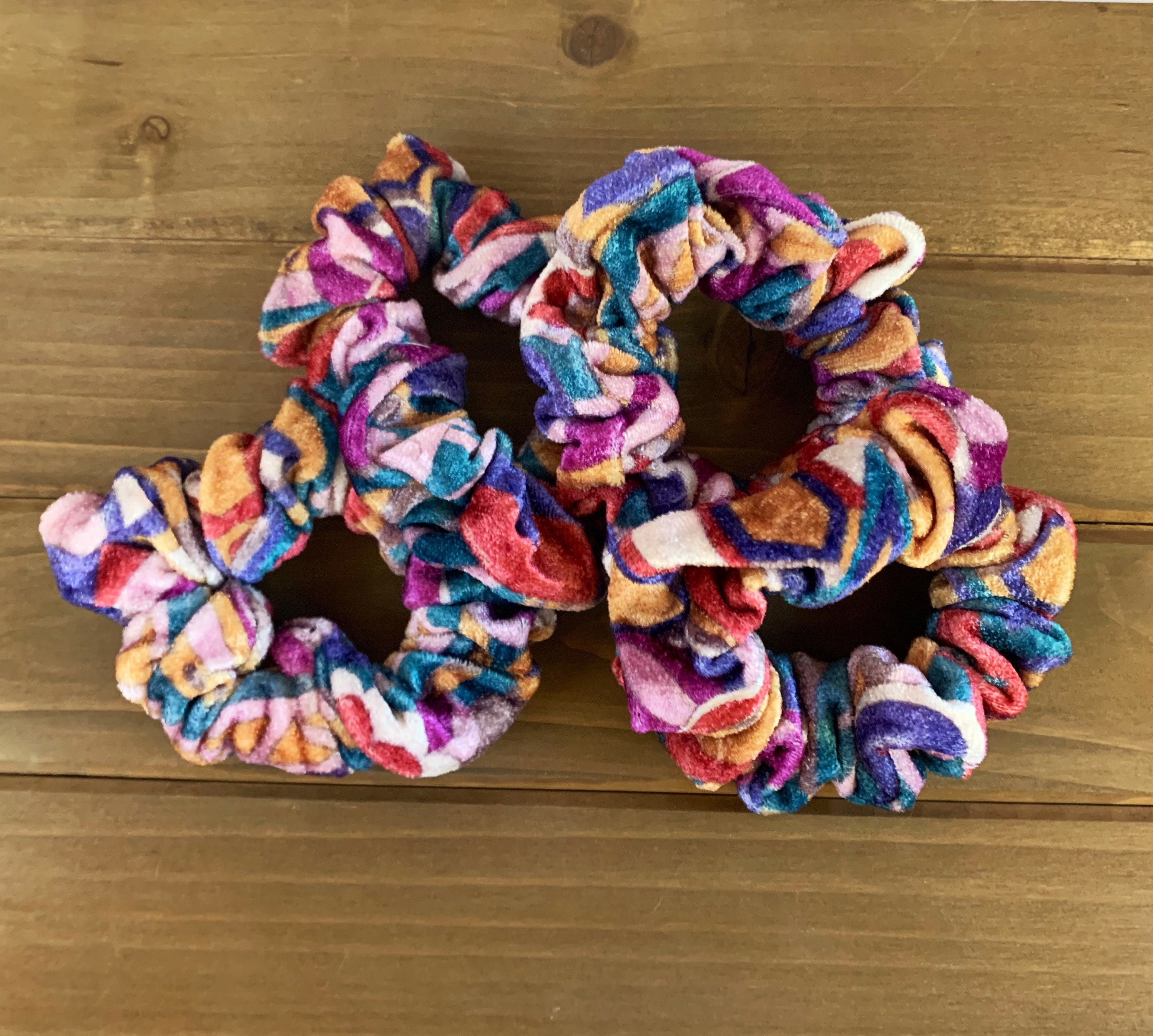 Funky Patterned Velvet Scrunchie Handmade in the U.S.A.