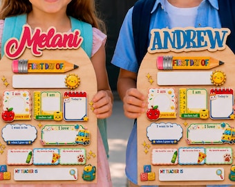Letrero de regreso a clases para niños, pizarra blanca para el primer y último día de clases, preescolar, jardín de infantes, accesorio para fotos del primer día de clases
