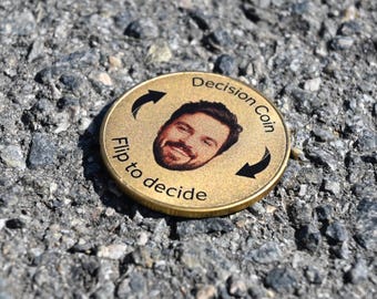Custom Flip to Decide Coin with Your & Partner&#39;s Photo, Personalized Coin, Heads or Tails Coin, Decision Maker Gift For Him, Argument Solver