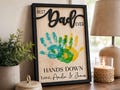 Personalized Hands Down Best Dad Ever Sign, Father's Day Gift for Dad Grandpa, DIY Handprint Wooden Sign, Dad Gift from Kids