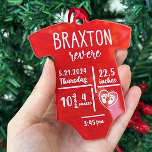 Custom Baby Birth Stat Ornament, Personalized Christmas Gift for Newborn, Baby&#39;s First Christmas Keepsake, 2025 Ornament, Baby Announcement