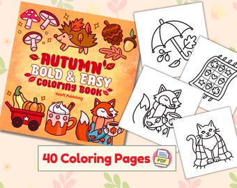 Herbstliches Malbuch: 40 mutige & einfache gemütliche Designs (PDF Download)