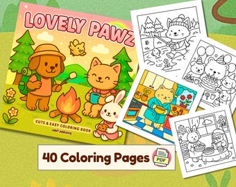 Lovely Pawz Coloring Book | 40 Cute Animal Pages (PDF Download)
