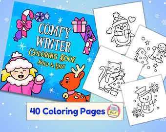 Winter Coloring Book: 40 Bold & Simple Designs (PDF Download)