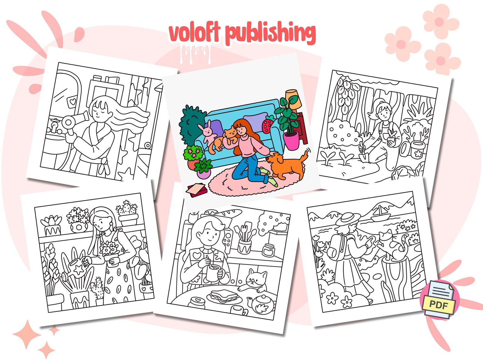 Lovely Lines Coloring Book | 31 Hand-drawn Pages (PDF Instant Download ...