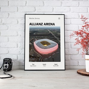 Allianz Arena poster, Allianz Arena stadion poster, Bayern München stadion poster, hoge kwaliteit, muurkunst
