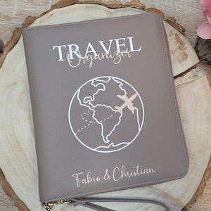 Travel Organizer | Reise Unterlagen | Organizer mit Familiennamen | Reisepasshülle personalisiert I Familienorganizer I Weltkarte I