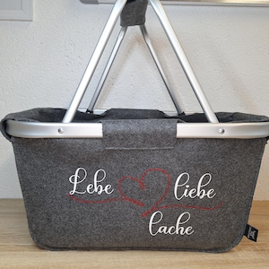 Individuell personalisierter Einkaufskorb Aufbewahrungskorb aus Filz I Geschenk I lebe, liebe, lache