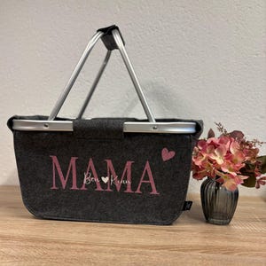 Individuell personalisierter Einkaufskorb Aufbewahrungskorb für Mütter aus Filz I Geschenk I Muttertag