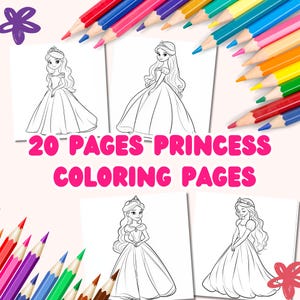 20 Princess Coloring Pages for Kids | Fairy Tale Coloring | Princess Coloring | Coloring Book | Digital Coloring Pages | Coloring for Kids