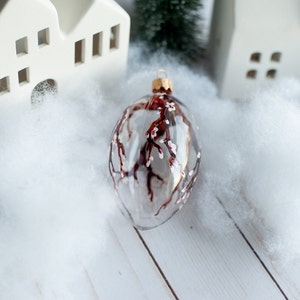 Hand painted Glass Egg Ornament with Cherry Blossom Branches