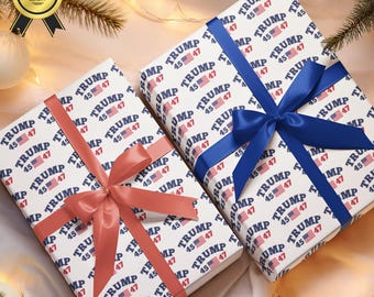 Trump 45 47 Wrapping Paper - Patriotic Christmas Gift Wrap