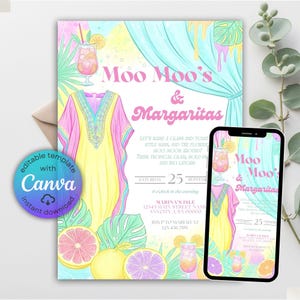 bachelorette invite,
ladies night invite,
brunch invitation,
girls night party,
margarita party,
glam party invite,
moo moos,
pajama party invite,
margarita invite,
tropical invite,
invitation template,
adult sleepover,
adult pajama party,
girls night invite,
margarita bridal,
glam party,
Pink Moo Moos,
girls day fun,
girls night ideas,
30th birthday invite,
mumus and margaritas,
mumus and margs,
moomoos and margs, Moo Moos and Margaritas Invitation Bachelorette Party Pajama Girls Night Invite