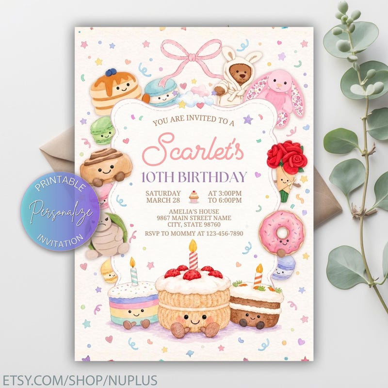 Cake Event Invite Cake Jelly Cat Invitation - Etsy UK